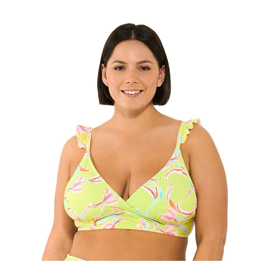 NEW Ninety Nine Degrees Floral Bikini Top with‎ Ruffle Straps